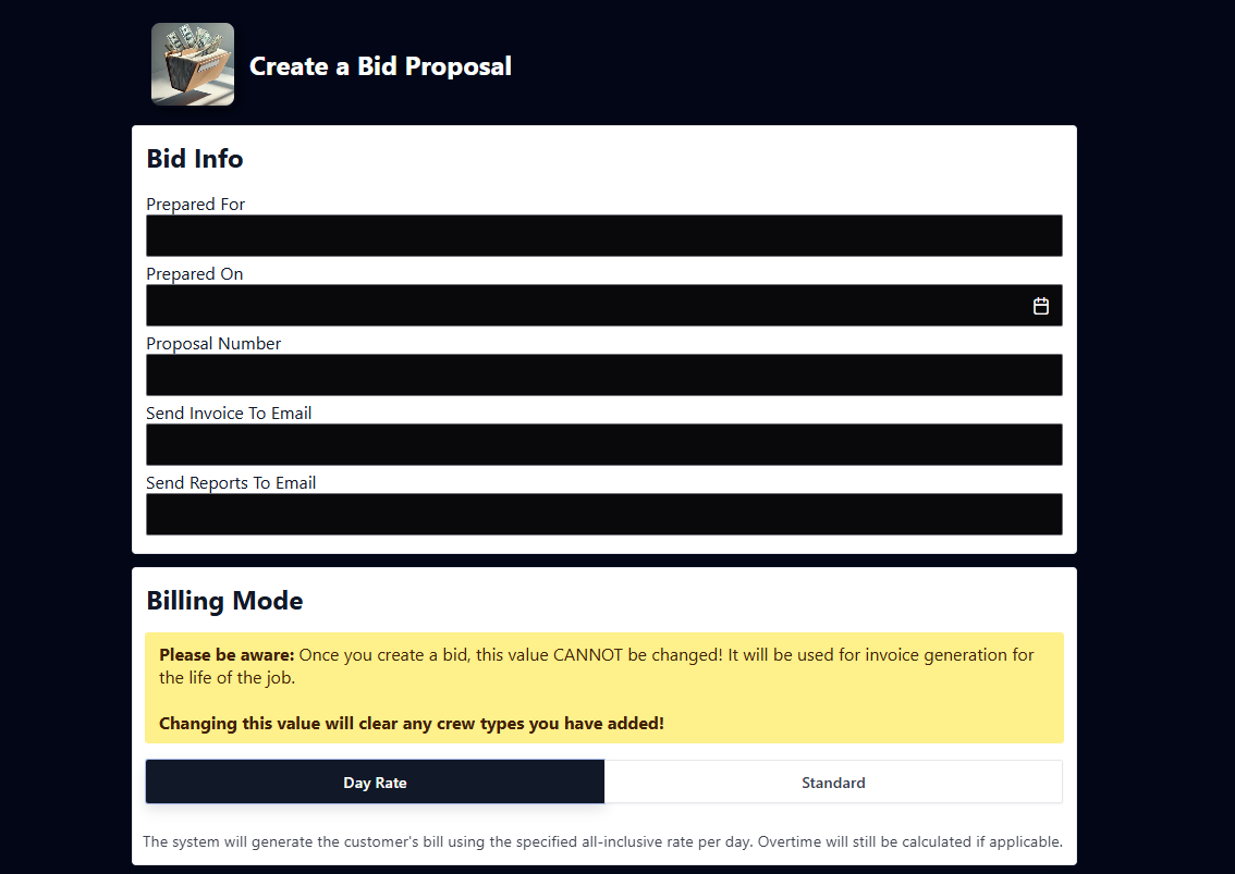 Create a bid proposal in Pipe Nexus