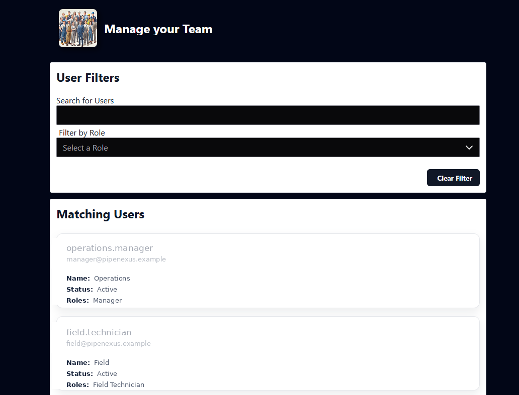 Team administration in Pipe Nexus